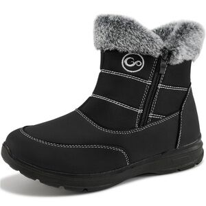 Women's Black Winter Boots with Faux Fur